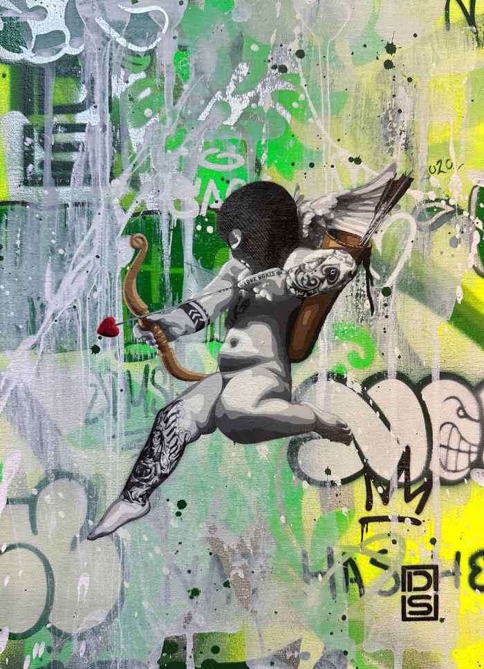 DS Art, Cupid Angel, graffiti, street art, new artwork spray paint gift