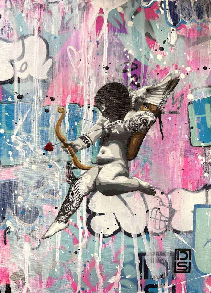 DS Art, Cupid Angel, graffiti, street art, new artwork spray paint gift