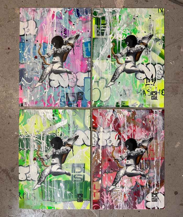 DS Art, Cupid Angel, graffiti, street art, new artwork spray paint gift