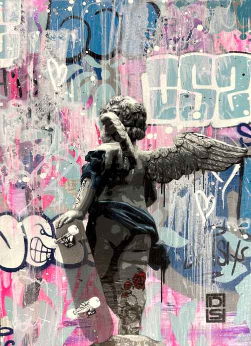 DS art, Stencil art, dream skater, urban art, street artist, painting